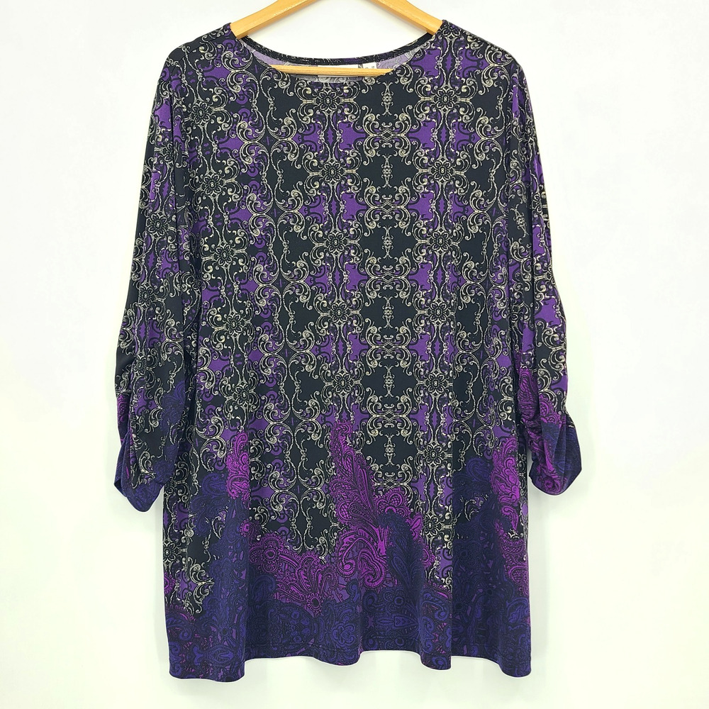 Susan Graver Liquid Knit Stretch Medallion Tunic Top Whimsigoth Fairy Size 2X